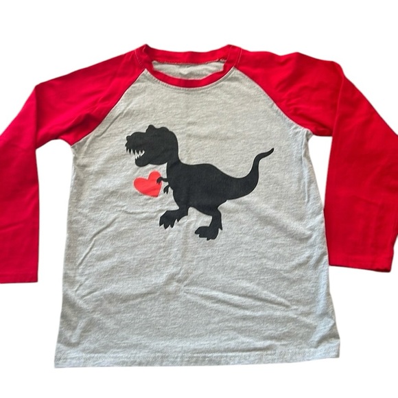 Red and Gray Dinosaur Long Sleeve Shirt - Picture 1 of 8
